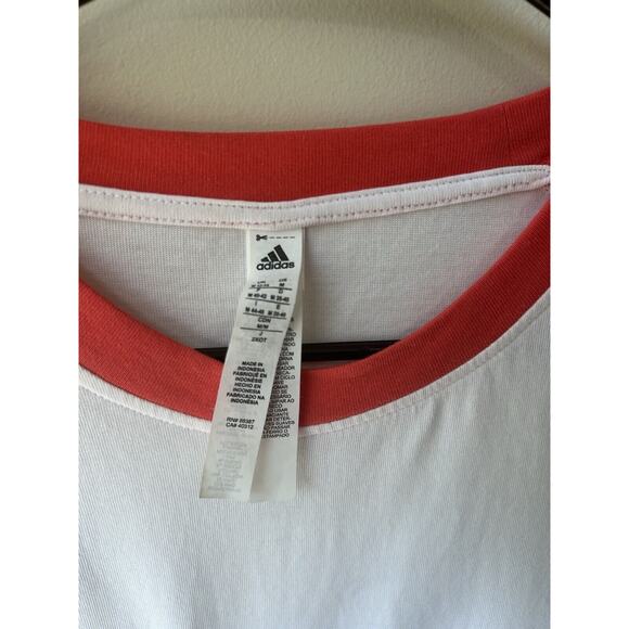 Adidas Women’s Baseball T-Shirt Sz Medium Spellout Pink White - Picture 2 of 3